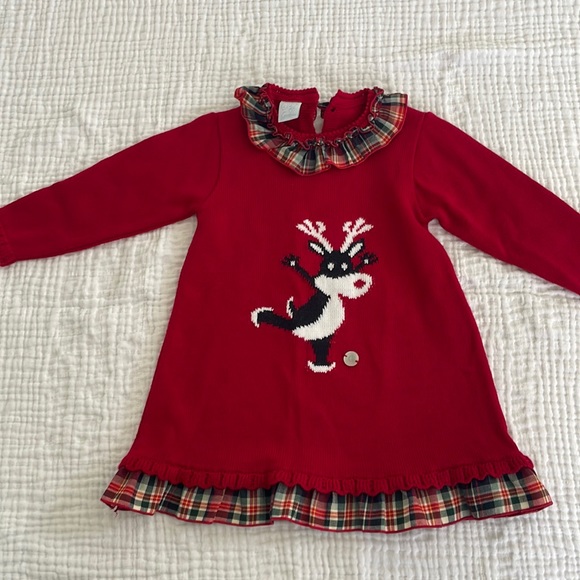 Festive Red Dress with reindeer - Picture 1 of 6